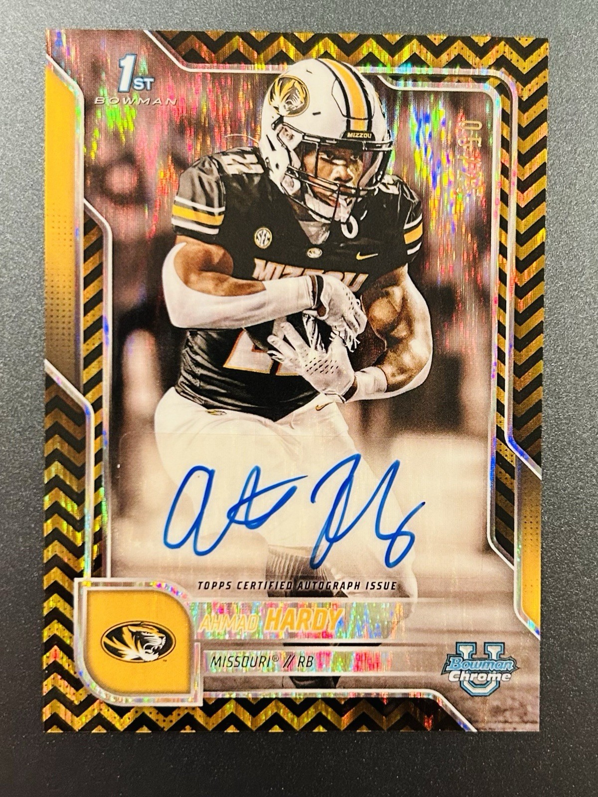 2025 Bowman U Chrome Ahmad Hardy 1st Black & Gold Stealth Auto #d /25 Missouri
