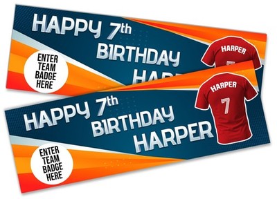 Personalised Football Birthday Banner Any Name Age Team - Custom Kids Party 106