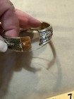 Vintage Mixed Metal Floral Clamp Bangle Bracelet With Safety Chain — photo 4