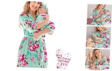 ECO BABY Mommy and Me Robe and Swaddle Set  Maternity Robe and Medium Abigail
