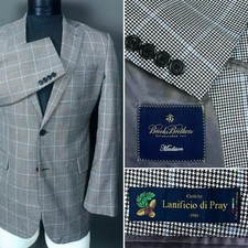 Brooks Brothers Madison Lanificio di Pray Wool Silk Plaid Blazer Sport Coat 42R