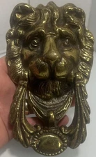 Vintage Heavy Solid Brass Lion Head Door Knocker 