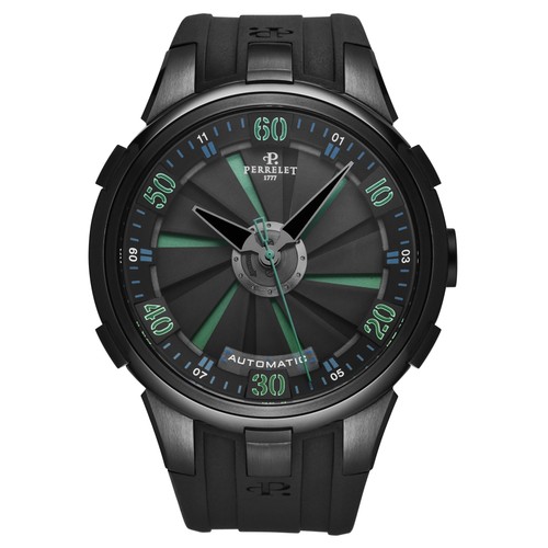 Perrelet Turbine XL Black Dial Rubber Automatic Watch A1051/3
