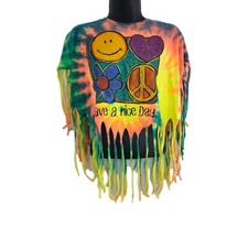 Vtg 90's Fruit Of The Loom Tie Dye Fringe T Shirt XL Made In The USA Festival