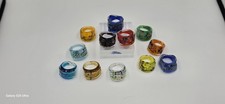 Handmade Multicolor Lampshade Rings, Asymmetrical Style, Size 7-9