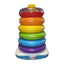 Fisher-Price 15" Giant Rock-a-Stack with 6-Colorful Rings Great Used Toy Ring