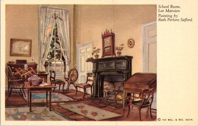 1940 Lee Mansion School Room Postcard Ruth Perkins Safford Art Interior