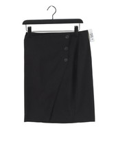 Mango Women's Midi Skirt UK 10 Black Polyester with Elastane, Viscose A-Line