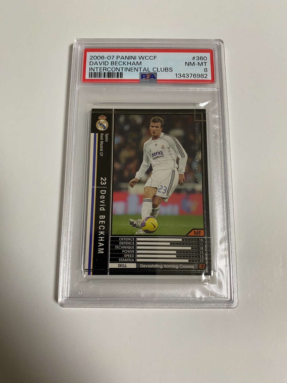 PSA 8 2006 DAVID BECKHAM PANINI WCCF INTERCONTINENTAL CLUBS 360 view 3