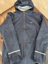Patagonia Rain Jacket Boys Size XXL 16/18 Navy Blue Torrentshell Hooded Coat