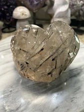 Black Rutile Tourmaline Quartz free form hand  Carved 3 lbs 8 oz