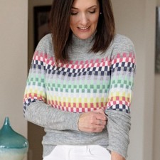 NWOT 98 Sold Out LOFT Multicolor Geo Mock Neck Sweater Marked XS Fits S