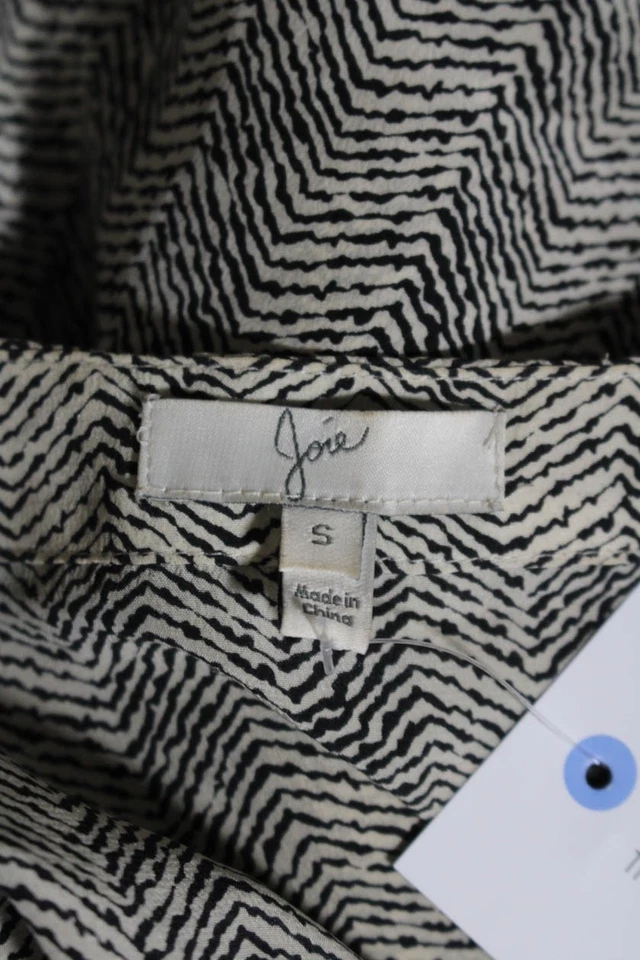 Joie женщин 3/4 рукав декольте напечатано шелк платье белый черный размер маленький - Изображение 4 из 4