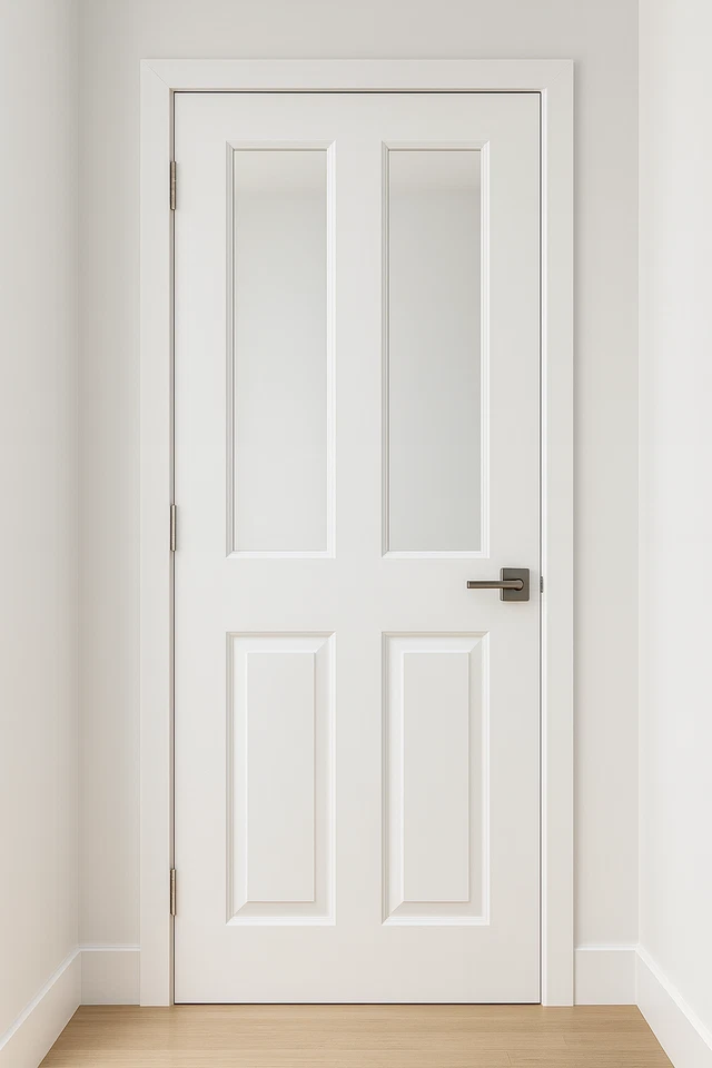 PREMDOR 4 Panel Smooth Internal Door 2L Hollow Core White Primed Frosted Glass - Image 3 of 4