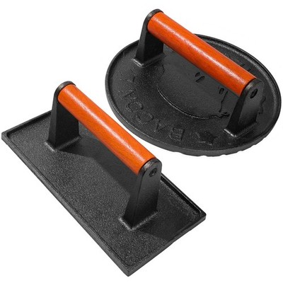 Cast Iron Bacon Press for Griddle - Heavy Duty Smash Burger Grill with Ergono..