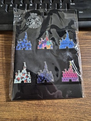 Disney Parks Set Of 6 Castle Icon Pins- Mickey Mouse Theme, Disney Franchise NIP