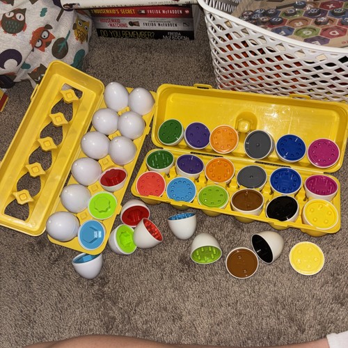 24 Pc Montessori Matching Eggs Set Color Shape Number Sorting Toddler Prextex