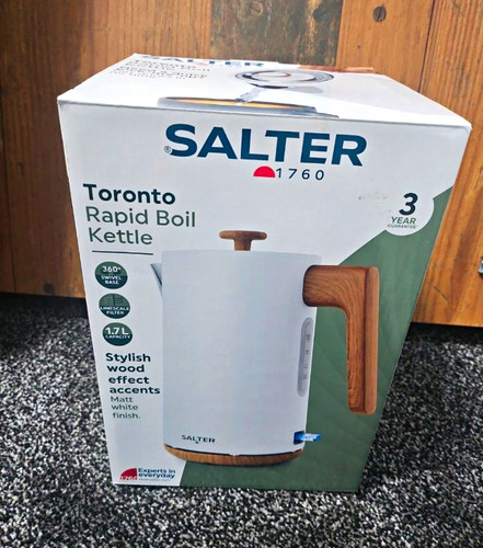 Salter Toronto Rapid Boil 1.7L Cordless Kettle White 360° Base Filter