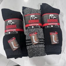 Three 2 Pack Of KODIAK THERMAL MEN'S COTTTON SOCKS Total Of 6 Pairs Sz 7-12