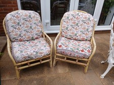 2 Rattan Garden Chairs With Cushions.