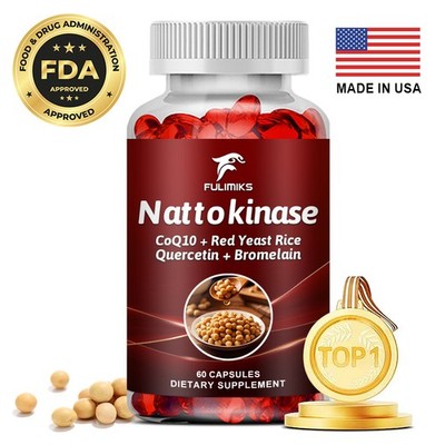 Nattokinase Capsules Supplement, Max Strength Enzyme & Heart Health Support