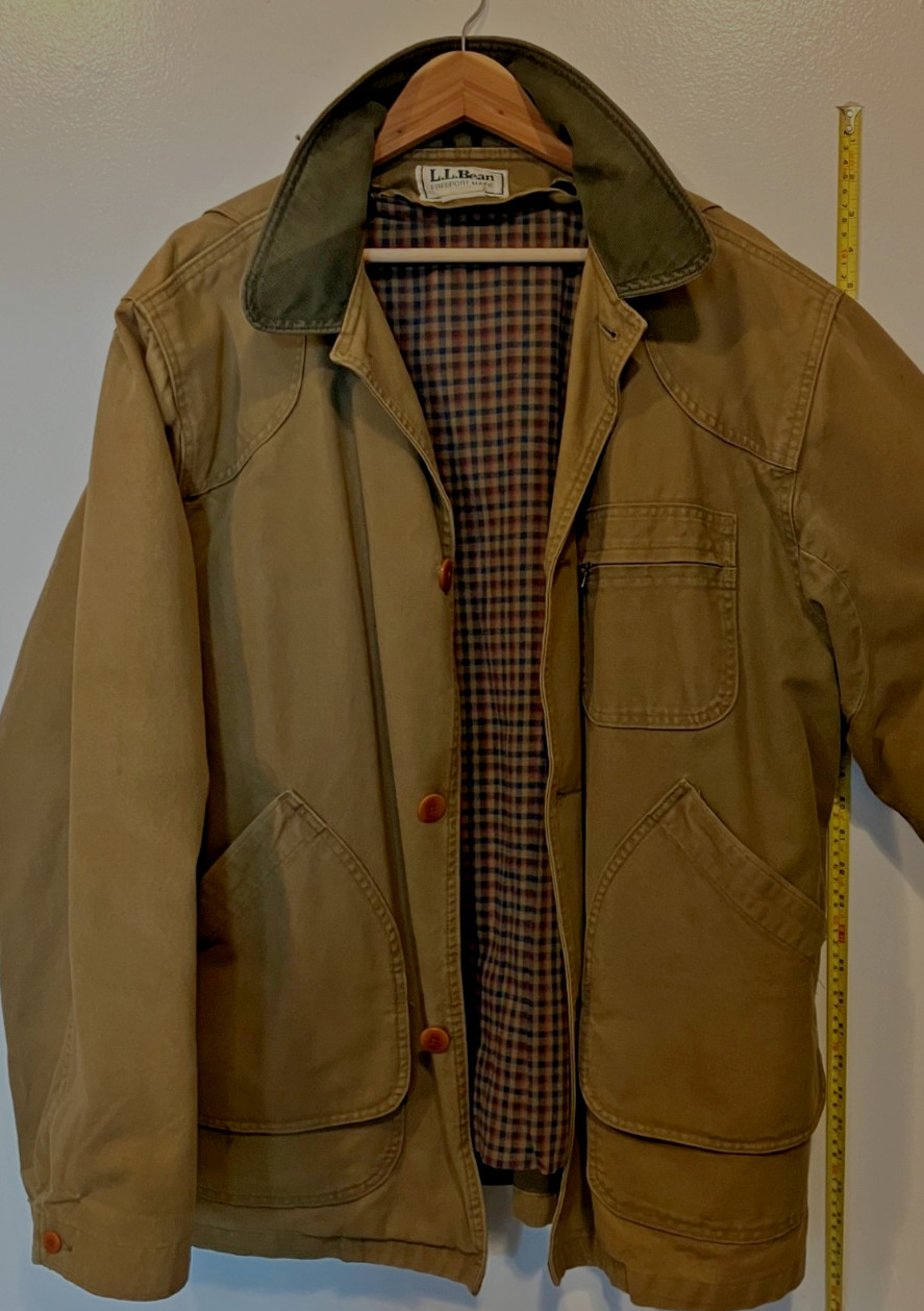 LL Bean tan an brown quilt lined coat L 0KRM3