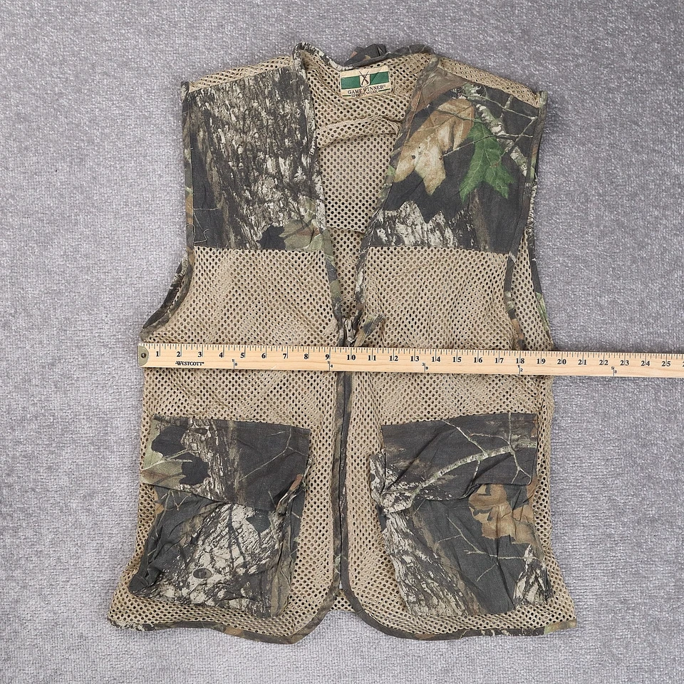 Chaleco Vintage Game Winner Caza Camuflaje Malla Mediano Sin Mangas Cremallera Completa Foto 4 de 4