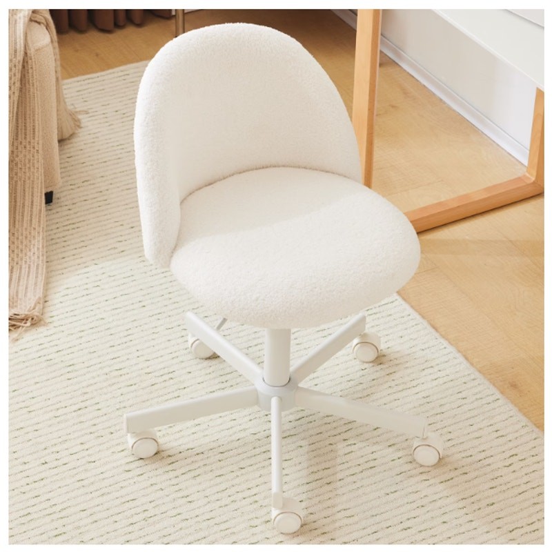 With Adjustable Seat & Wheels, Armless - White