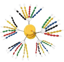 600pcs Rubber Fishing Bobber Stopper 20 Set 30-in-1 Float Stops Colorful Oval...