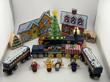 BRIO Polar Express North Pole 16 Piece Lot Wooden Train Track See All Photos!