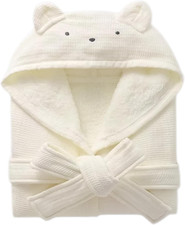 Kids Hooded Bathrobe 100 Cotton Pajama Robe, Boys and Girls Soft Towel Morning