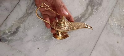 Aladdin Genie Chirag Vintage Style Handcrafted Brass Aladin Oil Lamp Home