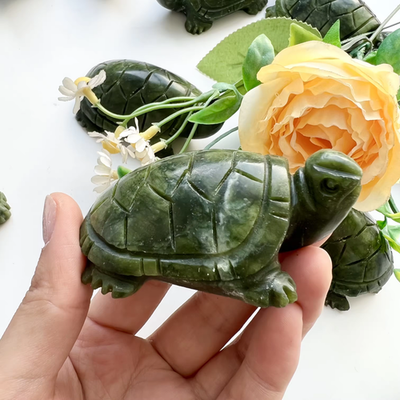 #ad Nephrite Jade Turtle Crystal Carving Hand Carved Figurine Lucky Home Decor Gifts $14.80