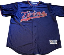 Majestic Minnesota Twins MLB Cool Base Men's Baseball Jersey Navy Red Yellow L