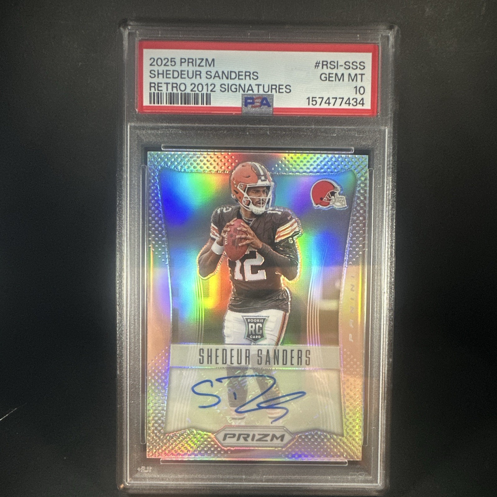 2025 Panini Prizm Shedeur Sanders RSI-SSS Retro 2012 RC Auto 008/149 PSA 10