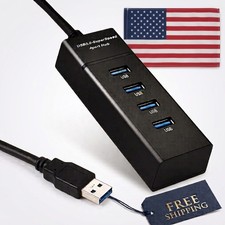 4-Port USB 3.0 Hub Splitter Multi Adapter High Speed For PC Mac Desktop Laptop