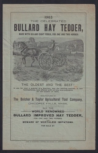 1903 Bullard Hay Tedder Farm Machinery Catalog Belcher Taylor Mass 16x25cm