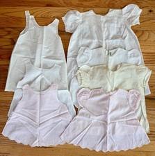Lot of 7 Vintage Baby Clothes: Cotton, Slips and Dresses, Embroidered