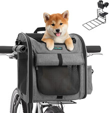 Dog Bike Front Basket, 4 in 1 Foldable Pet Backpack/Shoulder Bag/Auto Seat with