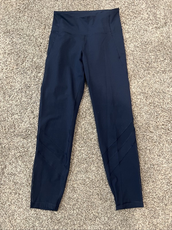 Old Navy Women’s Active Elevate Leggings Go Dry With Pockets Navy Blue M