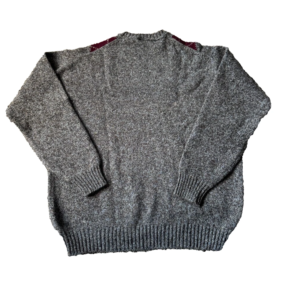 Marshall Fields Sweater Mens XL Gray Argyle Pure Wool Academia Preppy Business - Image 2 of 4