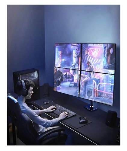 Quad Monitor Mount Holds 4 Screens up to 40" and 25 lbs Fully Adjustable, Cclamp - Picture 3 of 10
