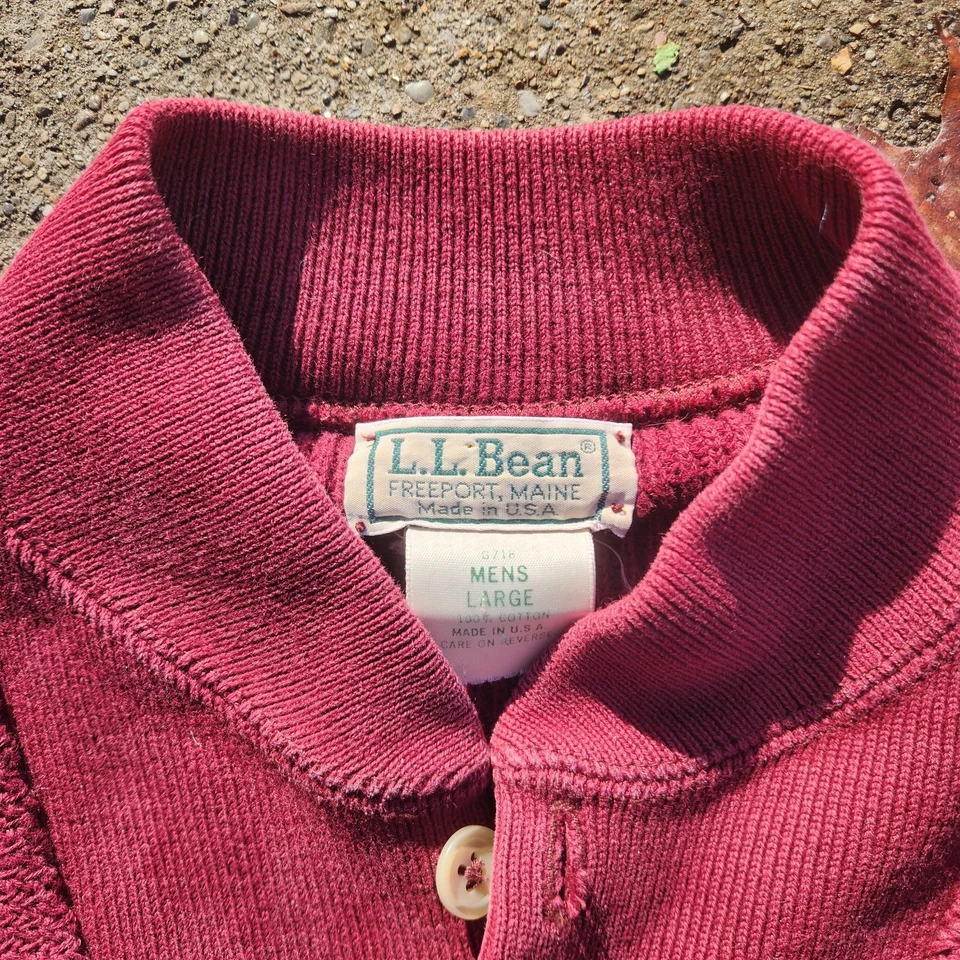 Винтажный мужской свитер LL Bean Henley Lrg тяжелый Fisherman хлопок сделано в США - Изображение 2 из 4