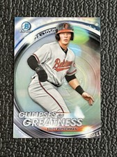 🔥ADLEY RUTSCHMAN 2021 BOWMAN CHROME GLIMPSES OF GREATNESS REFRACTOR RC /250!🔥