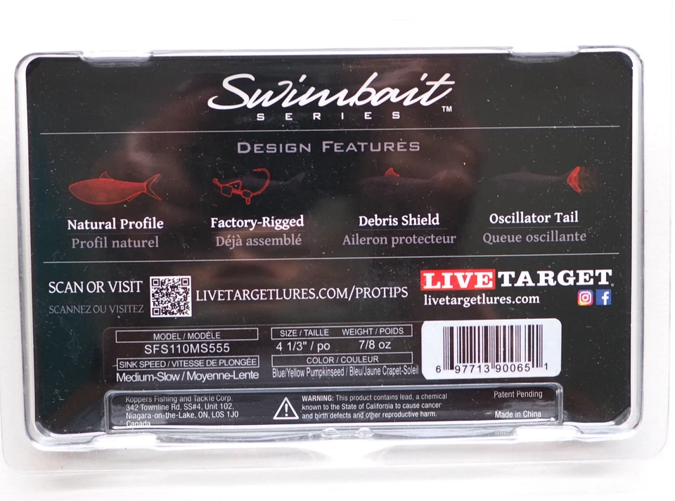 Señuelo de pesca Live Target swimbait pez luna azul/amarillo semilla de calabaza 4 1/3 "7/8 oz Foto 2 de 2