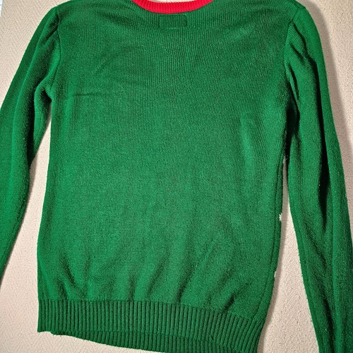 Merry Christmas V28 Green Sweater Size S Santa Snowflake Pullover Crew Neck - Picture 7 of 8