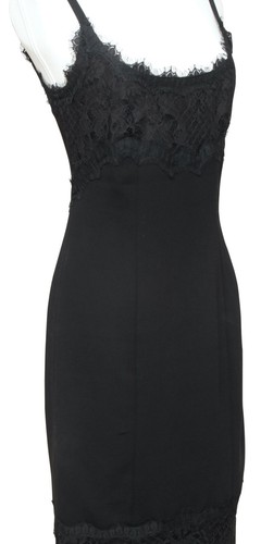 DIANE VON FURSTENBERG Black Dress Lace Spaghetti Strap Knee Length Sz 4 - Picture 5 of 9