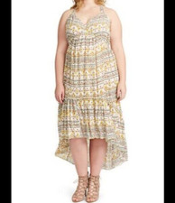 (NWT) Women's Jessica Simpson Plus Size 2X Printed Flounce-Hem Aztec Deco Dress