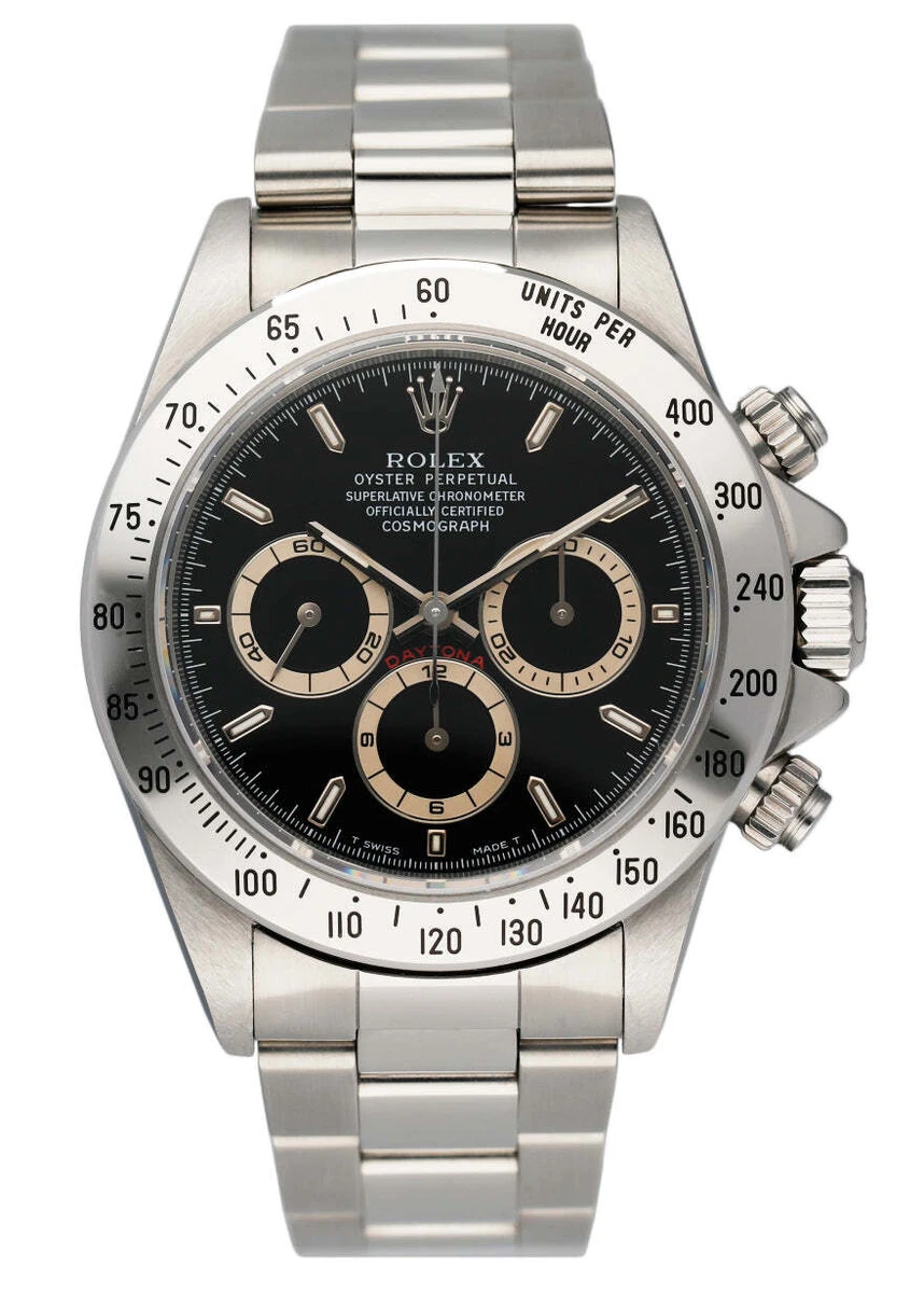 Rolex Daytona ZENITH 16520 Black Dial Mens Watch Box Papers