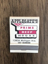 Vtg. Applegate's Prime Beef House Matchbook, East Dearborn MI Unstruck